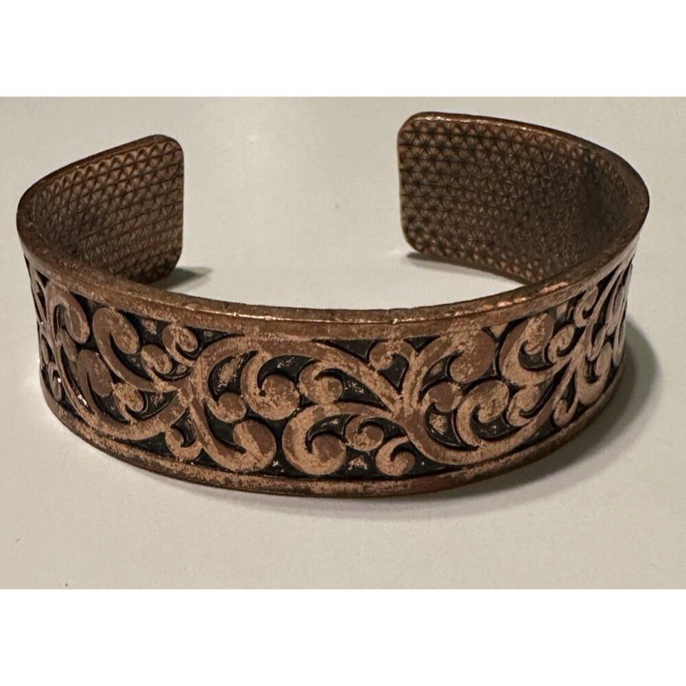 copper tone cuff bracelet vine Filigree